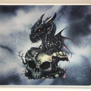 Baby Dragon on Skull with Tree Rectangular Mouse Pad 9.5 x 8 x 0.12 Inches